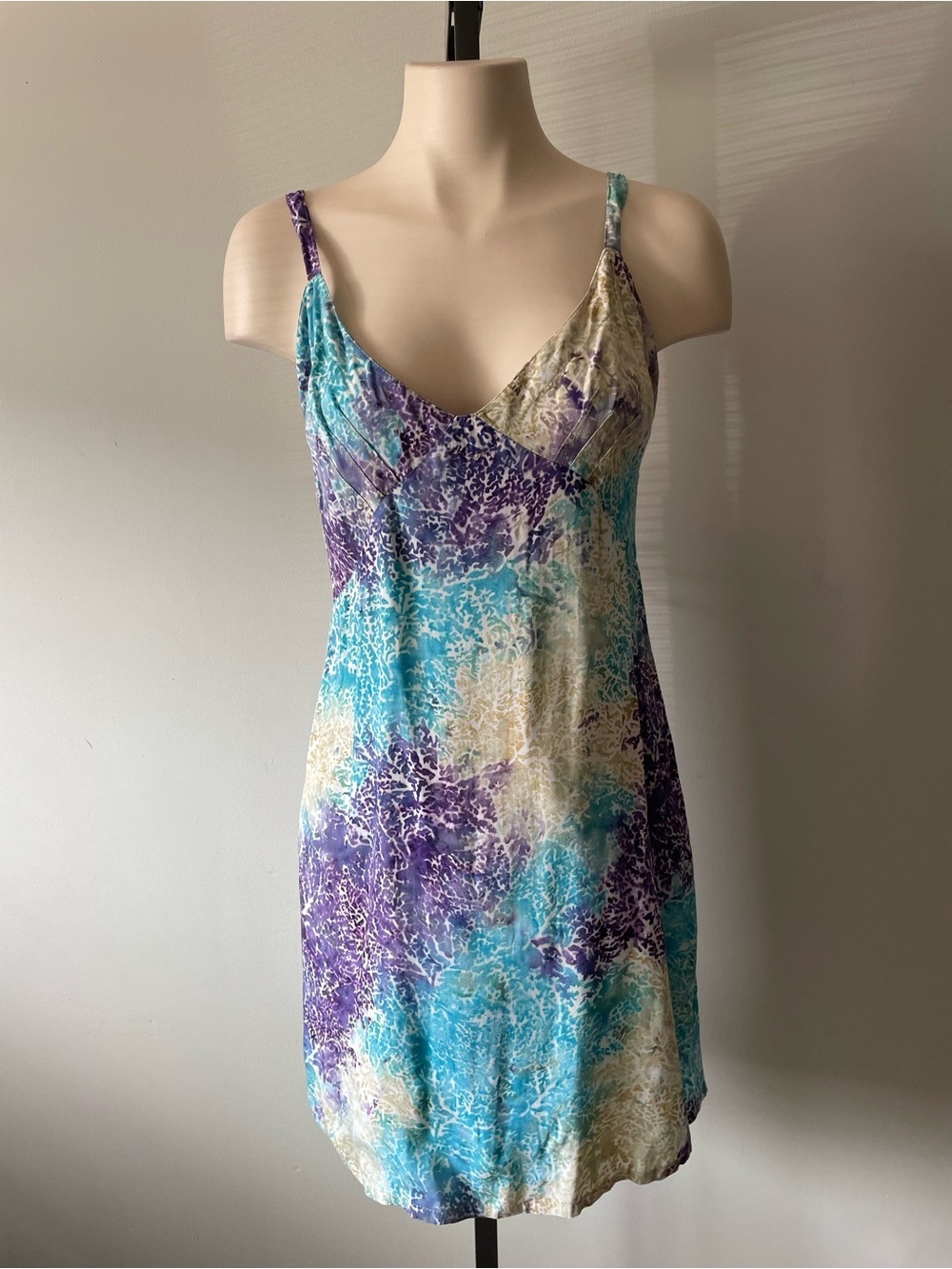 90s Y2K Vintage Zenergy Batik Handmade Boho Mini Tank Slip Dress Hippie Medium